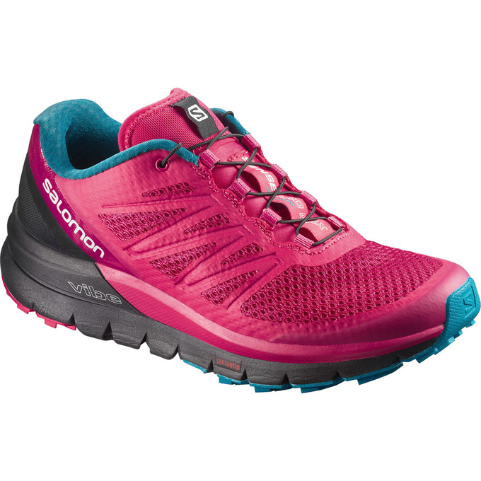 Chaussures De Trail Running Salomon Femme Rose Noir - Salomon SENSE PRO MAX W - France (5498-VHNGK)